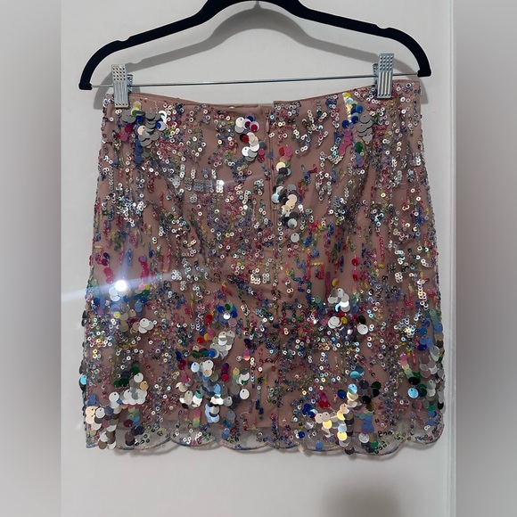 Milly LIKE NEW Kristina Confetti rainbow sequin blingy scallop hem mini skirt -6 - Picture 5 of 16